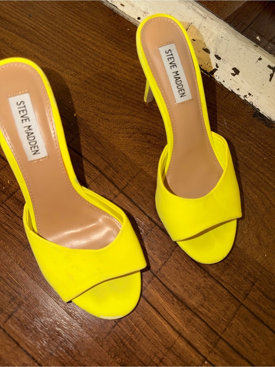 Steve Madden Shoes - Steve Madden Bright Yellow Open-Toe Mule Heels
